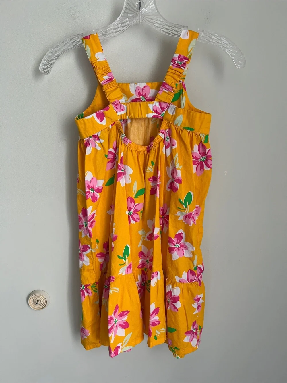 Old Navy Yellow Floral Sun Dress with Pink and Green Accents